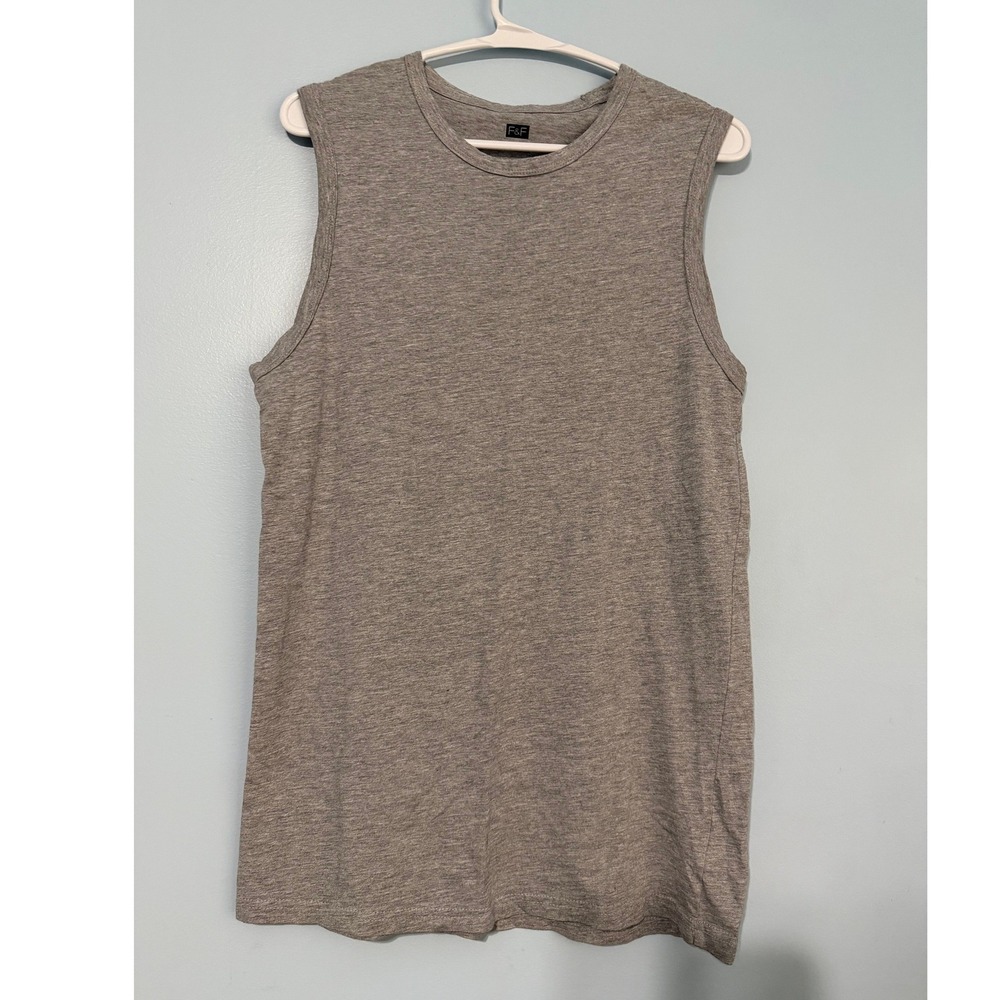 F&F Men's S‎ Grey Marl Sleeveless Muscle Tank Top Tee 0962